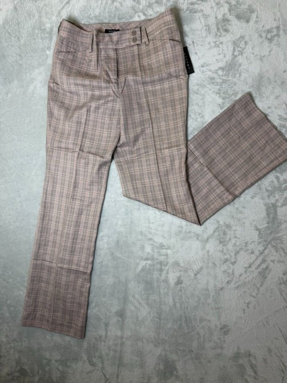 BOGARI Dress Pants Womens 10 Plaid Brown Career Office Straight Leg NWT